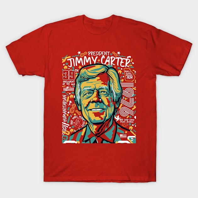 Retro Pop Art Portrait of President Jimmy Carter // Street Art Carter 1976 T-Shirt by SLAG_Creative